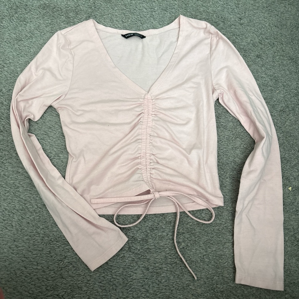 SHEIN Light Pink Ruched Blouse